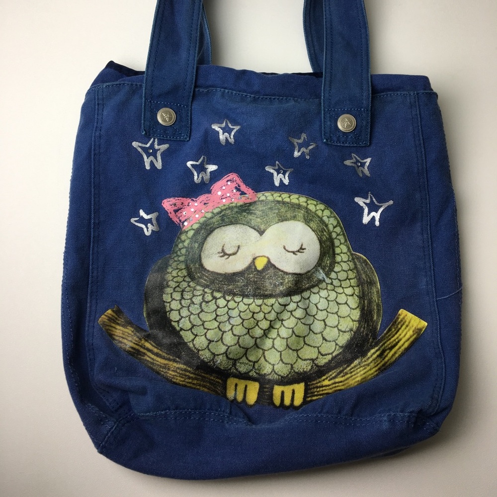 Custom Owl Blue Canvas Tote Bag